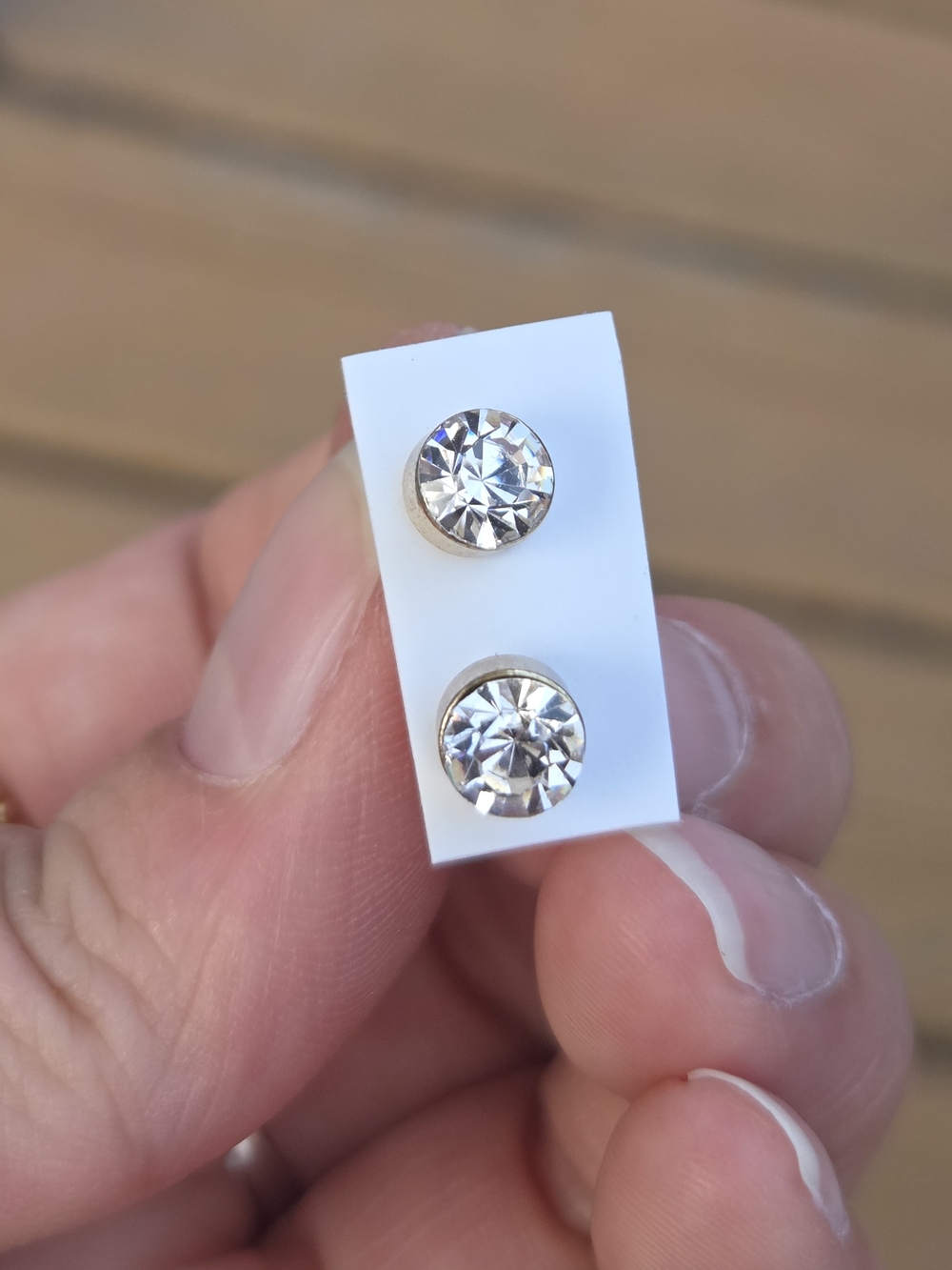 Clear Crystal Stud Earrings - Silver Tone